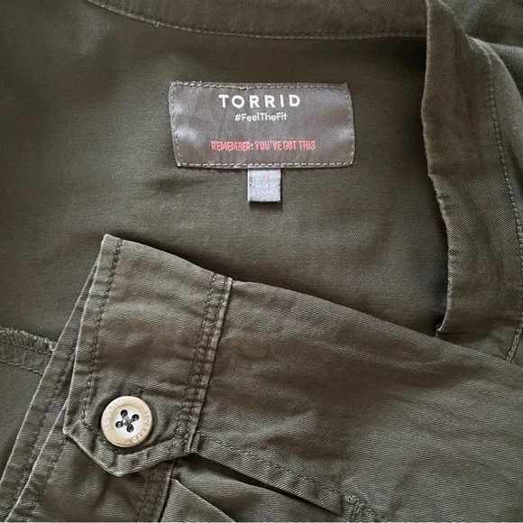TORRID Twill Open Front Anorak Cargo Army Jacket - Picture 5 of 11